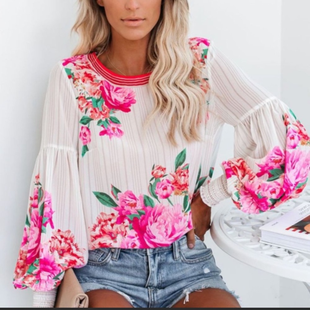 Vici Valencia Rose Printed Blouse - Small
